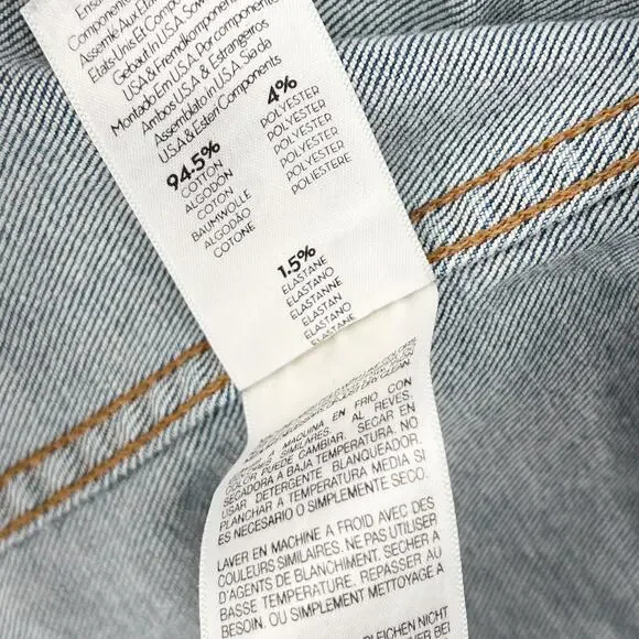 MOTHER The Bruiser Crop Denim Jacket Women’s Size Small Love Gun Distressed - Picture 5 of 7